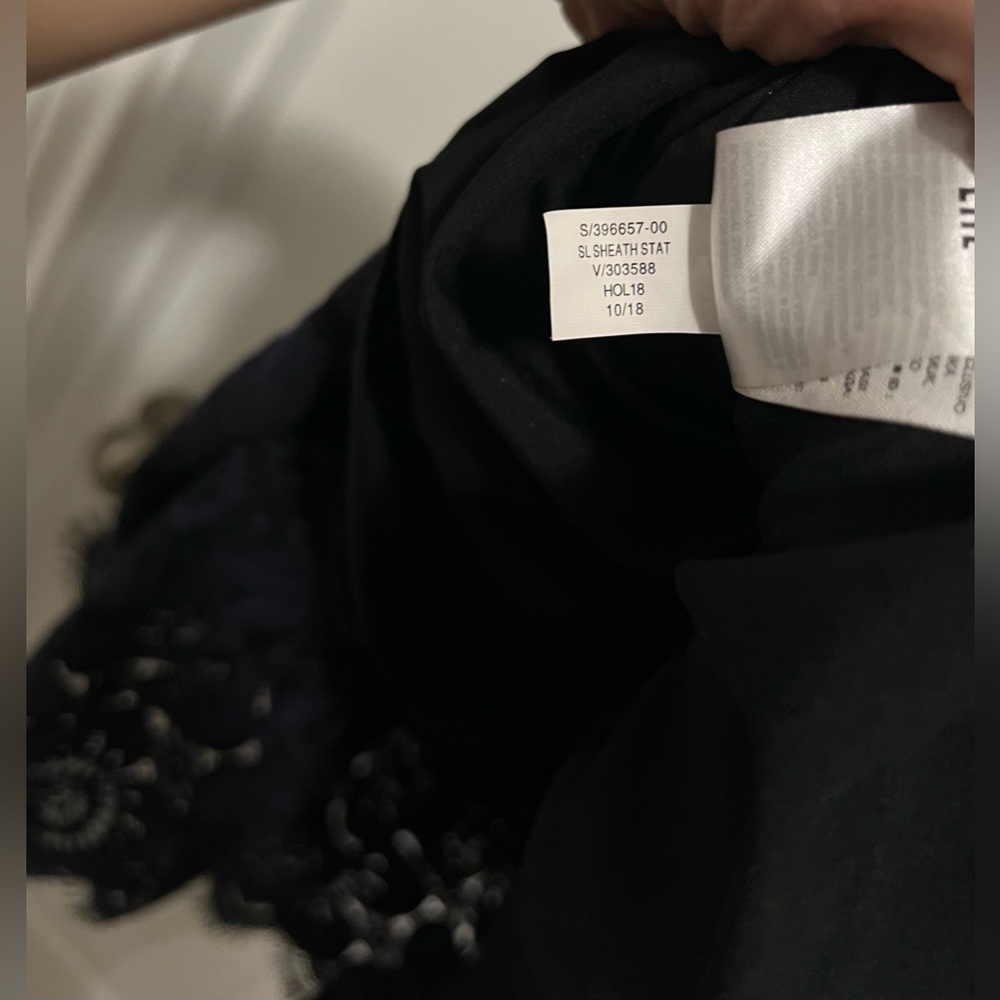 Banana Republic Lace Sheath Dress Petite 00P Navy Black Floral Cocktail Holiday - Picture 9 of 12